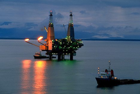 Oil Rig off Coast Of Alaska